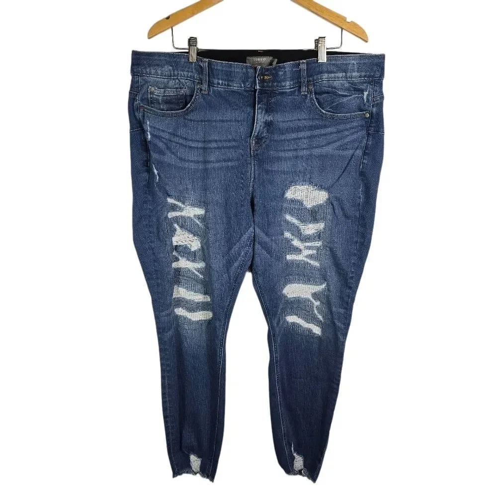 Torrid Distressed Blue Bombshell Skinny Jeans Size 22R